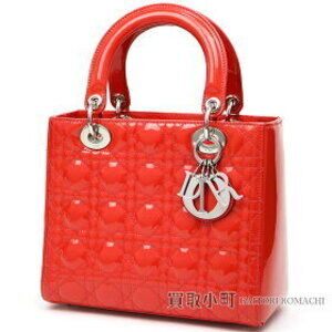 Dior Lady Classic Handbag Vermilion Red Patent Leather Cannage Stitching